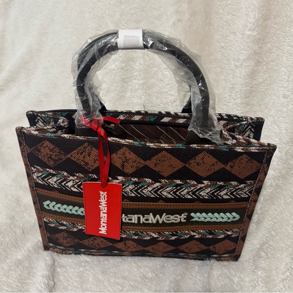 Montana West Geometric Brown and Black Tote - Picture 4 of 7